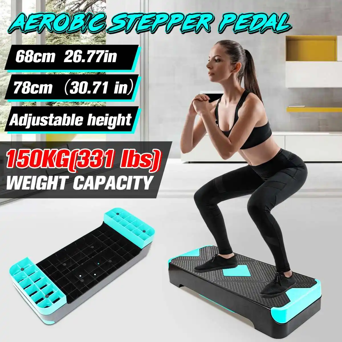 150Kg Fitness Aerobic Step Regolabile Antiscivolo Cardio Yoga Pedal Stepper Gym Workout Exercise Fitness Aerobic Step Equipment