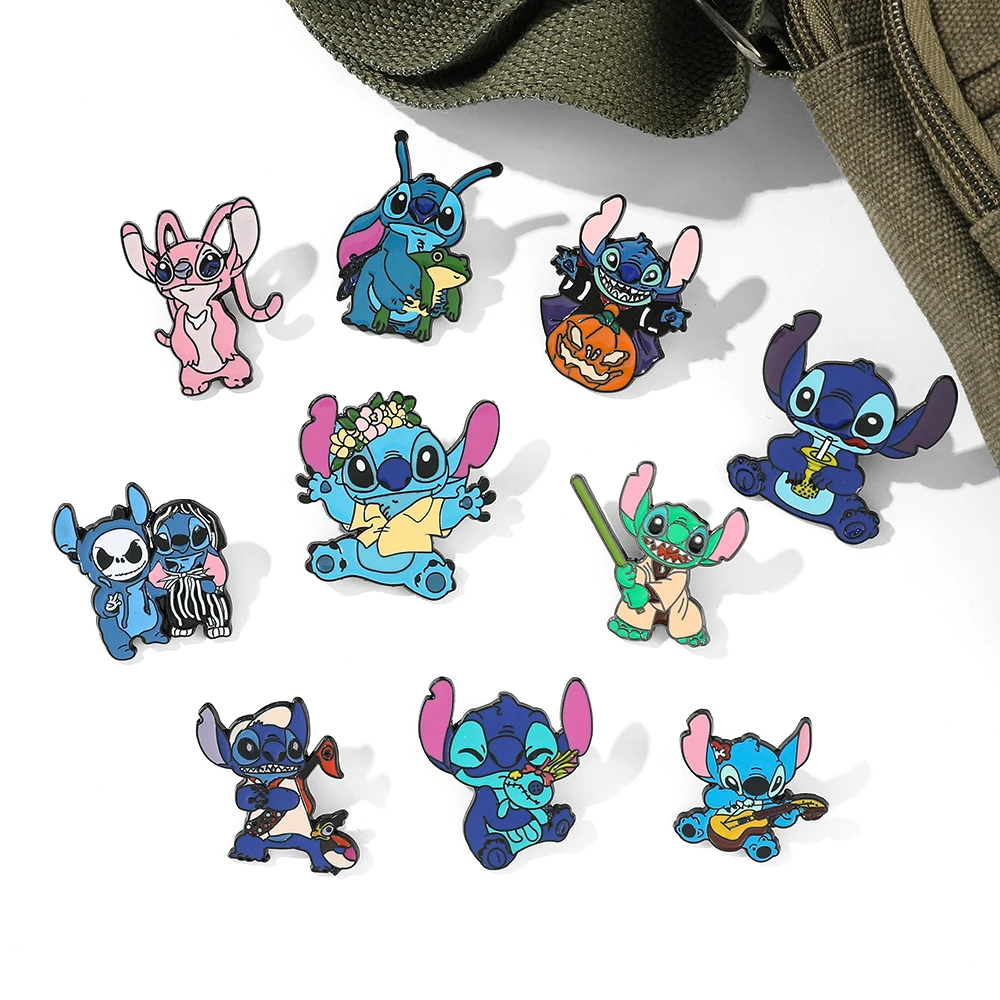 Lilo And Stitch Smalto Pin Cartoon Figure Stitch Angel Metal Badge Spilla Giacca Jeans Spilla Per Bambini Gioielli Kawaii