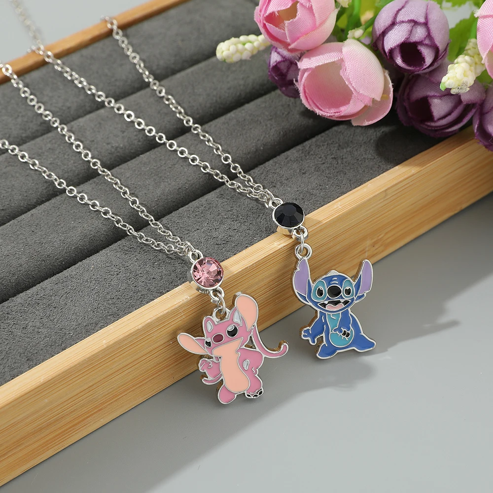 Anime Lilo And Stitch Collana Cute Cartoon Figure Stitch Angel Pendant Neck Chain Collar Accessori Per Gioielli Kawaii