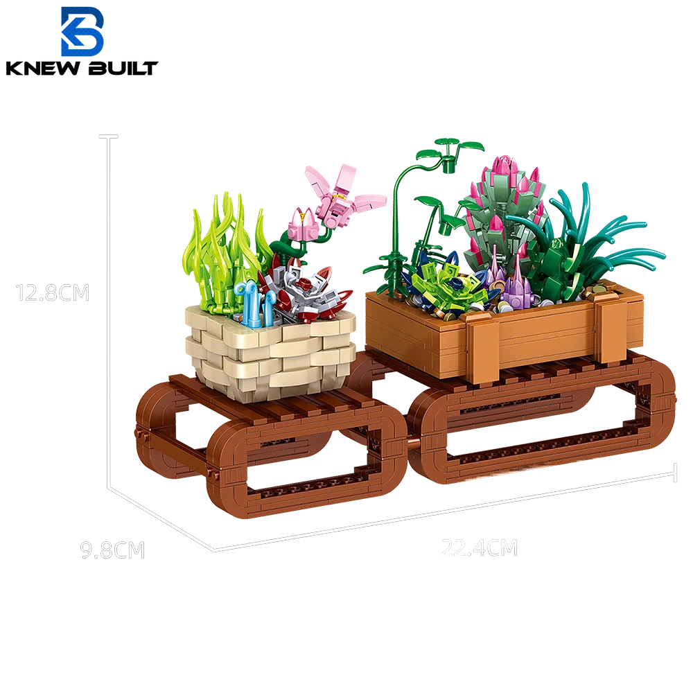 Known Built Green Pine Peach Assembly Bricks Doofu Succulente Bonsai Building Blocks Modello 3D Giocattolo Decorazione Della Casa Pianta
