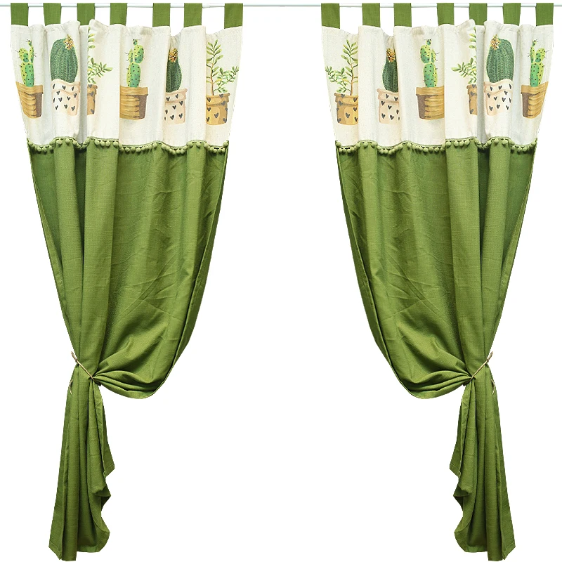 Iris Tectorum Wear Rod Nordic Cactus Sling American Portiere Tende Punch-Free Camera Da Letto Ombreggiatura Tinta Unita Finestra Monopezzo