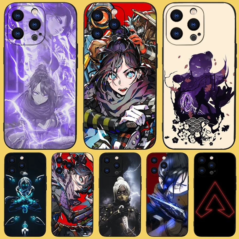 Custodia Per Telefono Apex Legends Wraith Per Iphone 15,14,13,12,11 Plus,Pro,Max,Xr,Xs,X,7,8 Plus,Se,Mini Silicone Nero Morbido