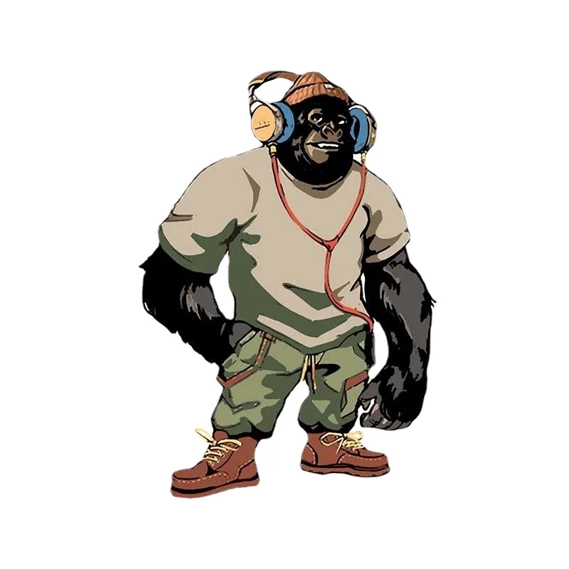 Per Monkey Headset Cool Car Stickers Toon Decal Parabrezza Anime Air Conditioner Trunk Vinyl Wrap 13Cm X 9.4Cm