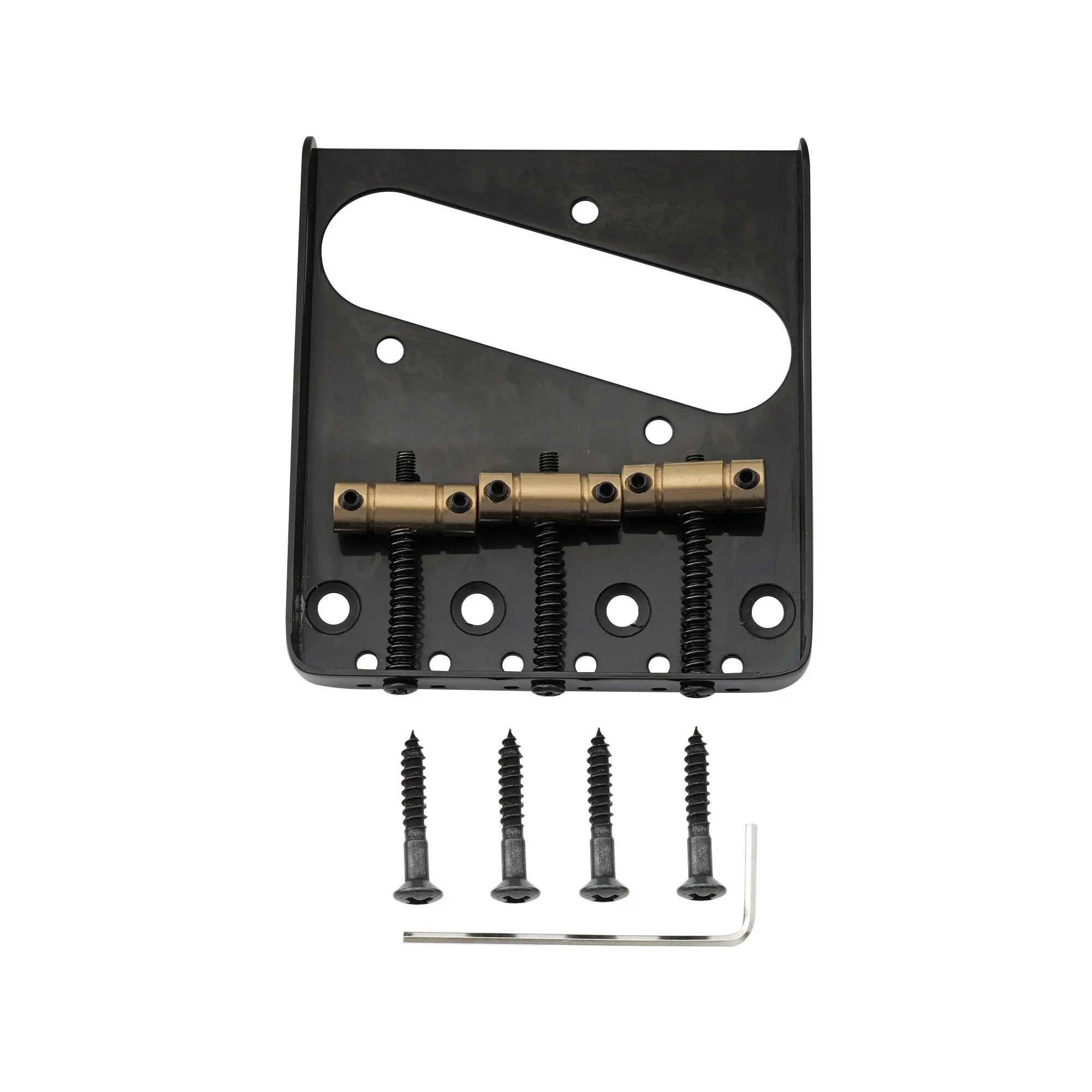 Musiclily Pro 54Mm Vintage Tele Bridge Con Canna In Ottone A 3 Sella Per Chitarra Elettrica Squier E Import Stile Telecaster, Nero