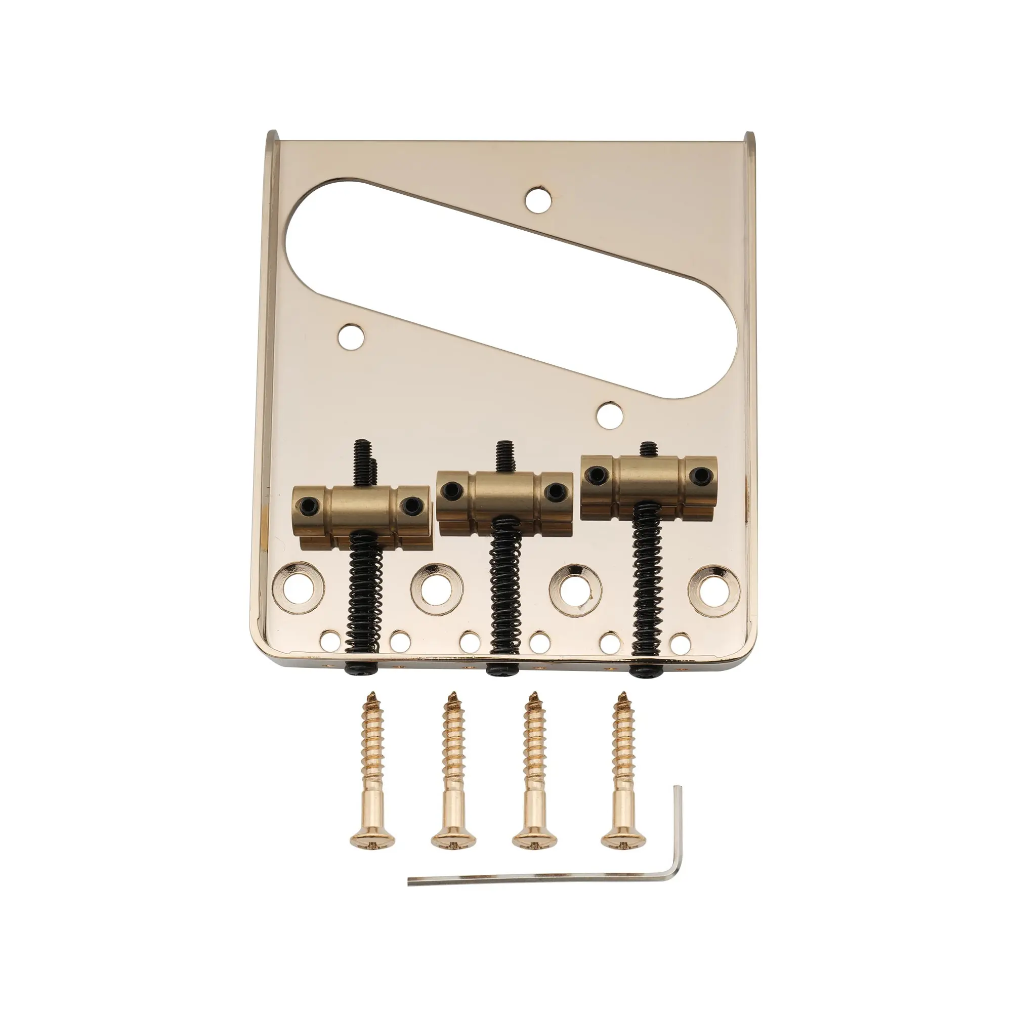 Musiclily Pro 54Mm Vintage Tele Bridge Con Canna In Ottone A 3 Sella Per Chitarra Elettrica Squier E Import Stile Telecaster, Oro