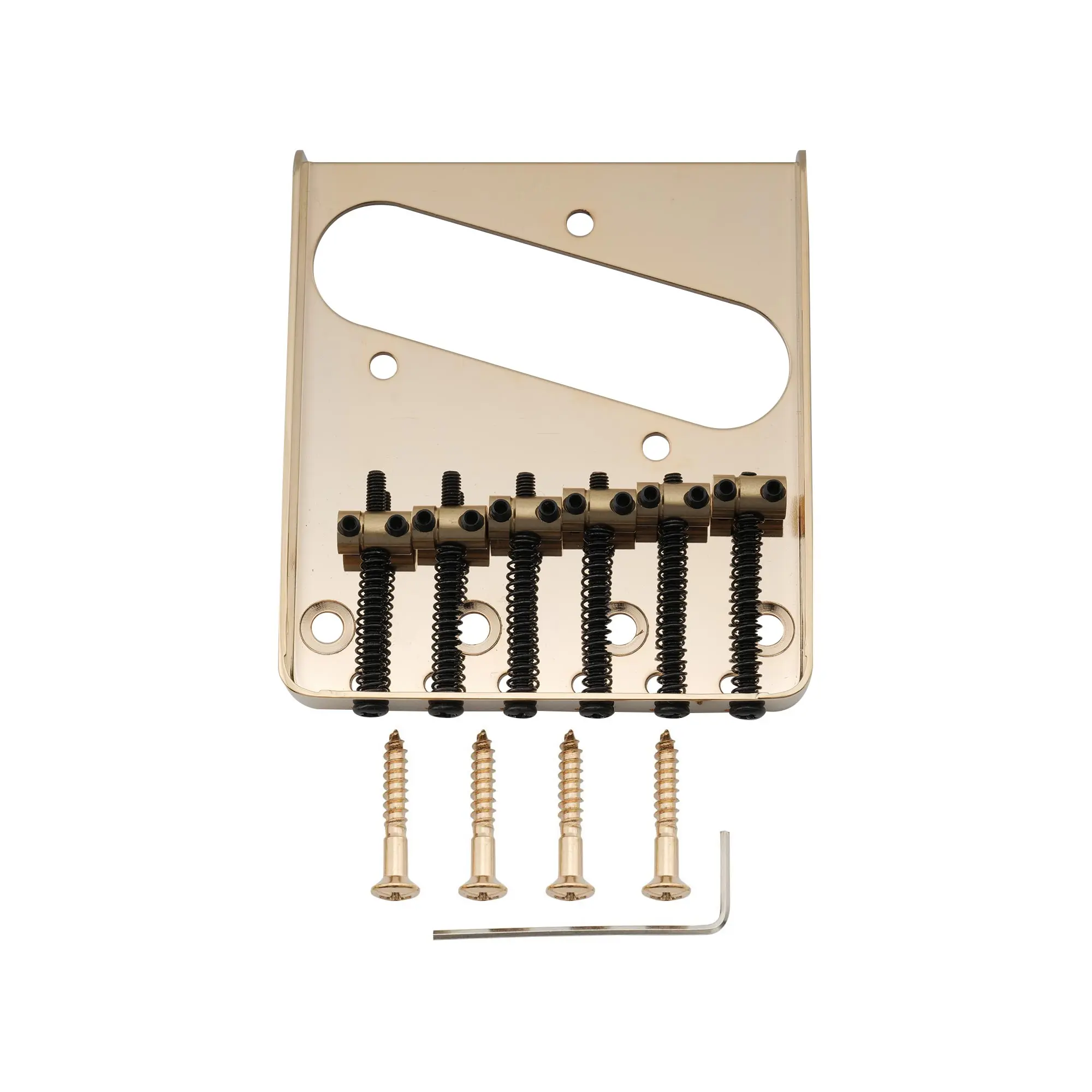 Musiclily Pro 54Mm Vintage Tele Bridge Con Canna In Ottone 6-Sella Per Chitarra Elettrica Squier E Import Stile Telecaster, Oro