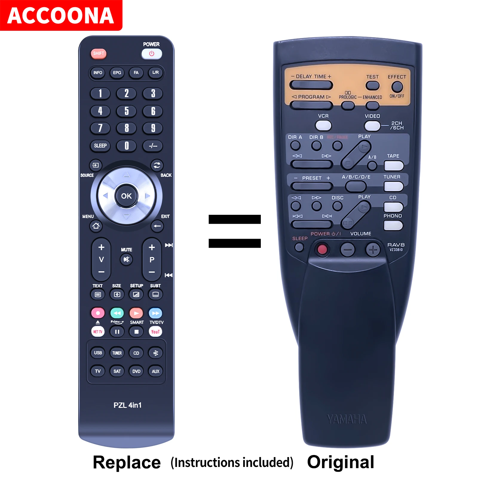 Telecomando Per Yamaha Rav8 Rav9 Vz33820 Rx-V493Rds Rx-V393Rds Dsp-A492