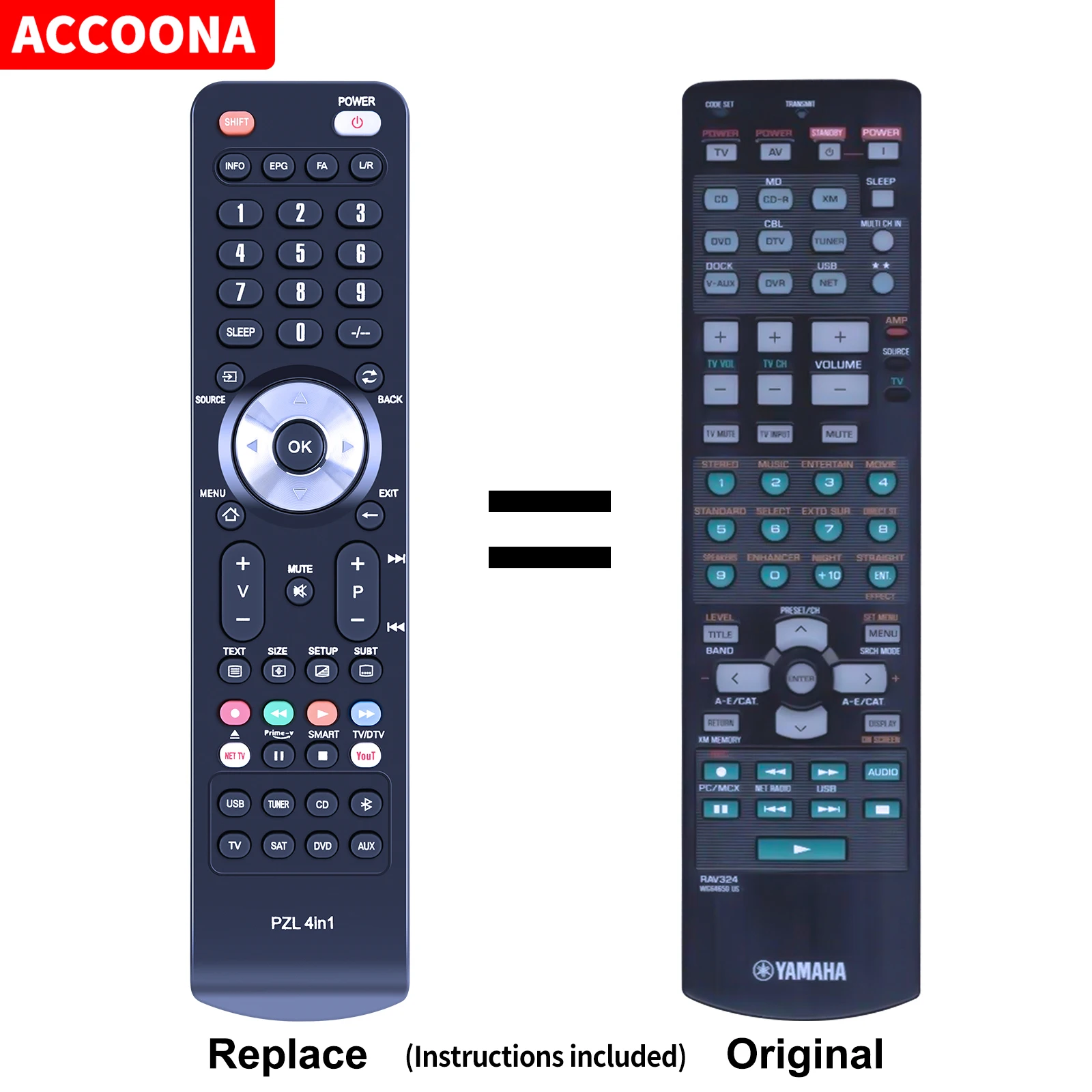 Telecomando Rav324 Wg64650 Per Yamaha Htr-N5060 Rx-N600 Rx-N600Bl