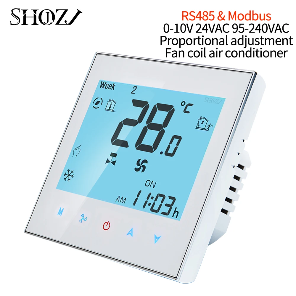 Rs485 E Modbus Rtu 0-10V 24V 95-240V Controlla A Distanza L'Interruttore Termostato Di Controllo Della Temperatura Domestica Per Fan Coil Heat Cool