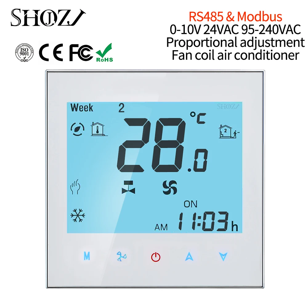 Smart Home Condizionatore D'Aria Modbus E Rs485 Rtu Interruttore Termostato Controllo Comunicazione Per Fan Coil Heat 2/4Pipe Shojzj