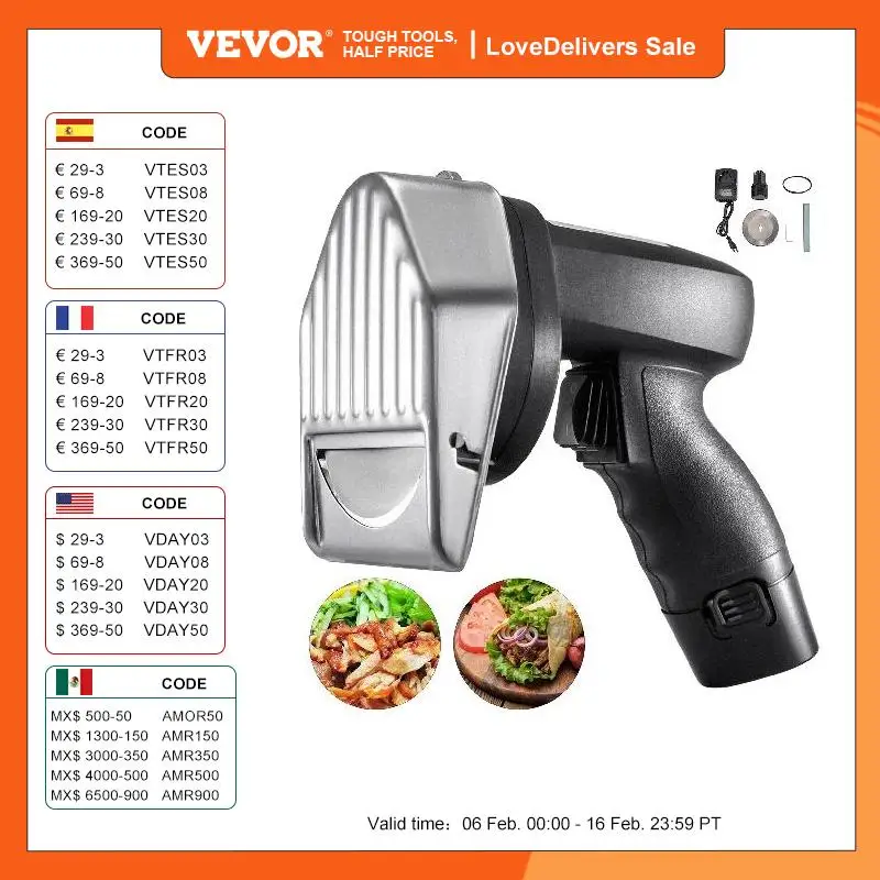 Vevor 80 W Coltello Da Kebab Elettrico, 2800 Rpm Tagliapasta Per Kebab, Peso Lordo 3,7 Libbre Macchina Per Carne Di Kebab, 25 X 19 X 24 Cm Affettatric