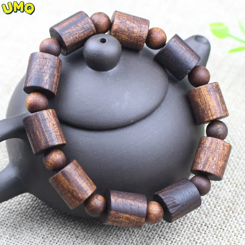 Heiqinan Agaric Personality Bucket Beads Double Treasure Bracelet Cancelleria In Legno Buddha Uomini E Donne Old Medicine Incenso