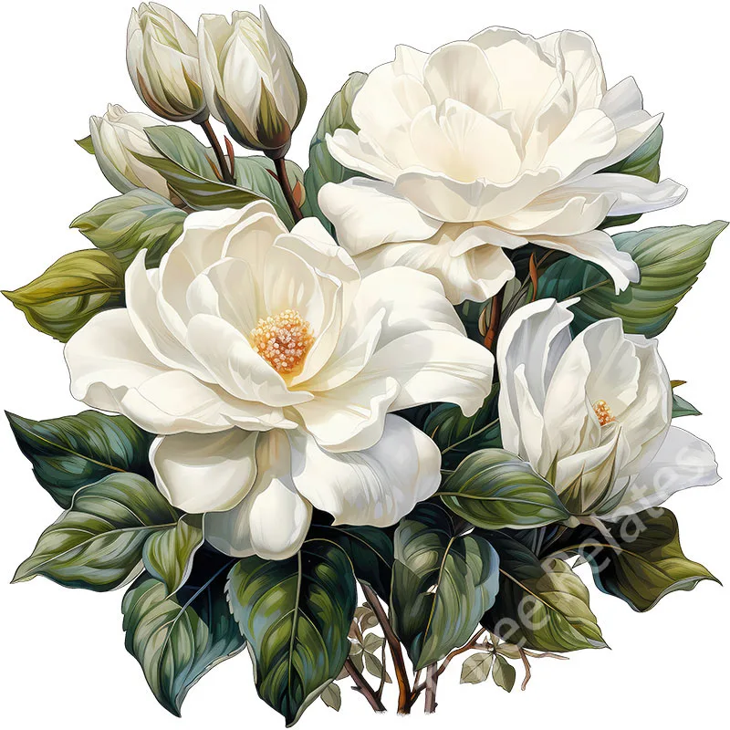 Tre Criceti Qcf303 Bella Magnolia Grandiflora L. Bouquet Home Decor Wall Sticker