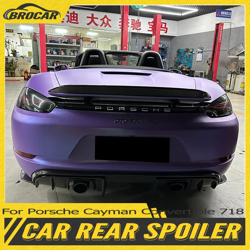 Per Porsche Cayman Convertible Sedan 718 Spoiler 2016 -2021 Boxster Gt4 Style Vera Fibra Di Carbonio Coda D'Anatra Hardtop Coda Di Pressione