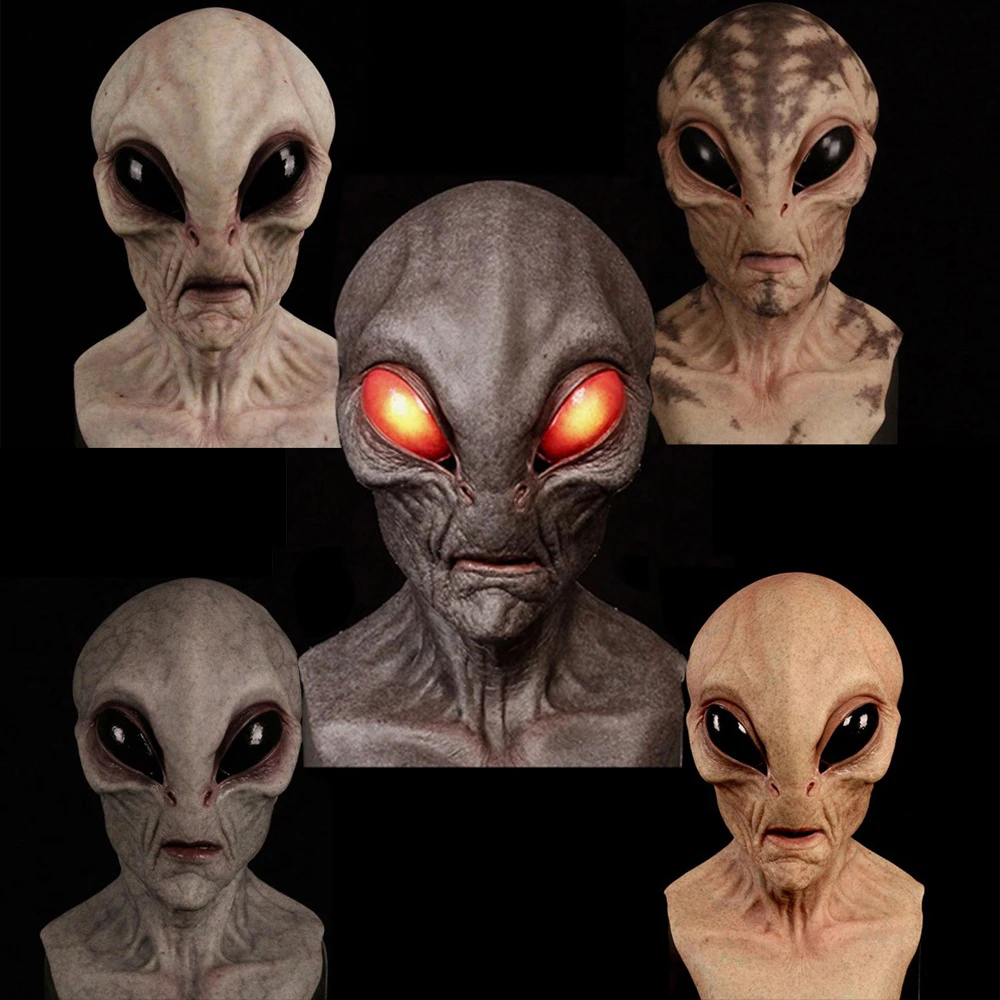 Halloween Alien Mask Cosplay Horror Ufo Skull Latex Maschere Helmet Party Costume Puntelli
