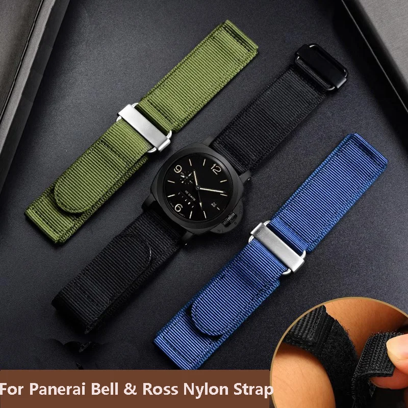 Adatto Per Panerai Bell & Ross Pam441 111 Cinturino In Nylon Hook And Loop Br Watch Band Bracciale Esterno Ruvido 22Mm 24Mm