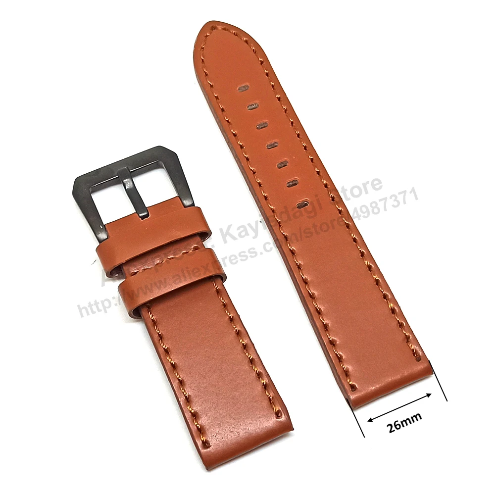 Adatto/Per Cinturino Di Ricambio Per Cinturino Di Ricambio In Vera Pelle Marrone Chiaro Officine Panerai - 26Mm
