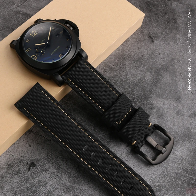 Cinturino In Tela Di Nylon Cinturino Da Uomo 22Mm 24Mm 26Mm Per Panerai Pam01441 Pam1085 Pam1661 Cinturino Per Orologio Serie Accessori Neri