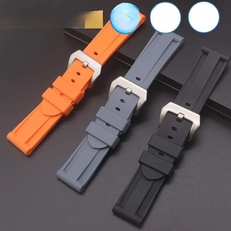 Per Panerai Cinturino Per Orologio In Gomma Naturale Da 24Mm Pam111 Stealth Nero Blu Rosso Arancione Bianco Accessori Per Fillister Impermeabili Da Uo