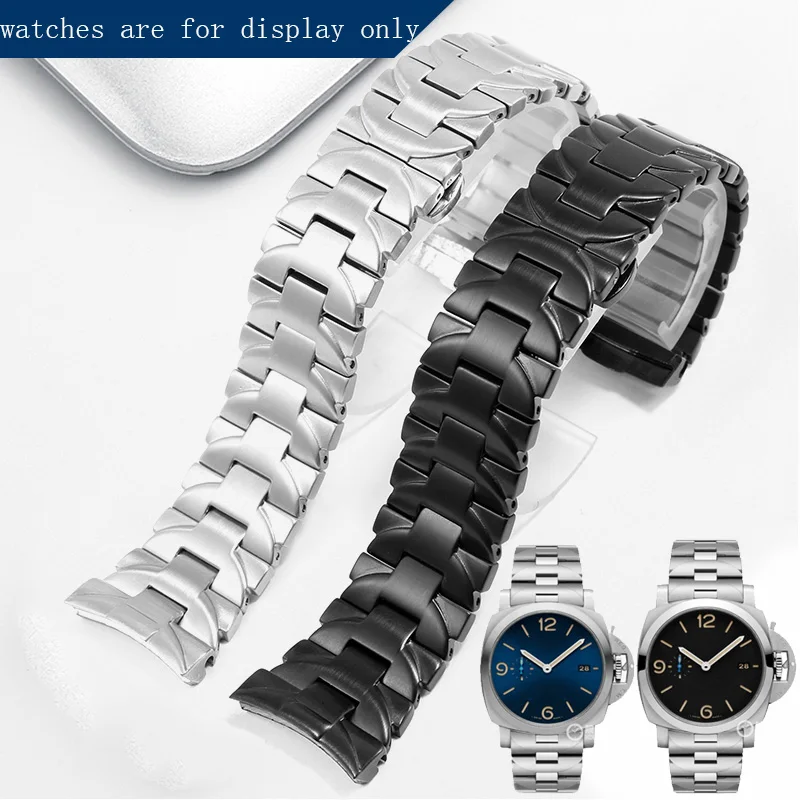 Sostituzione Cinturino In Acciaio Fine Panerai Pam441 111 Series Black Silver Arc Interface Bracciale In Acciaio Inossidabile 22Mm 24Mm