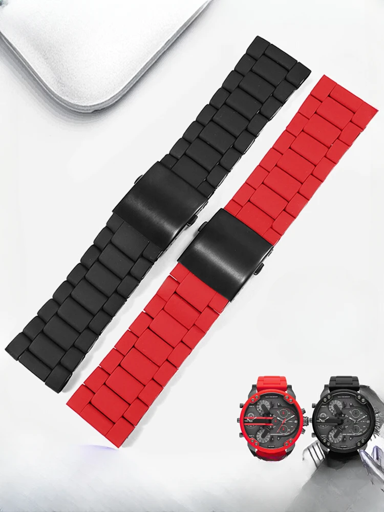 Accessori Da Uomo In Acciaio Rivestito In Silicone Per Diesel Red Magic Black Warrior Aerospaziale Co-Branded Friday Panerai Steel Watchband