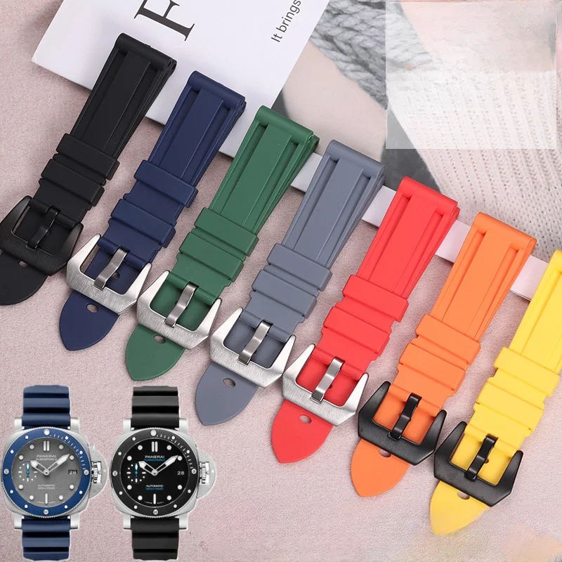 Per Panerai Cinturino Per Orologio In Gomma Naturale Da 24Mm Pam111 Con Strumento Fillister Morbido E Confortevole Impermeabile Da Uomo Sostituisci Gl