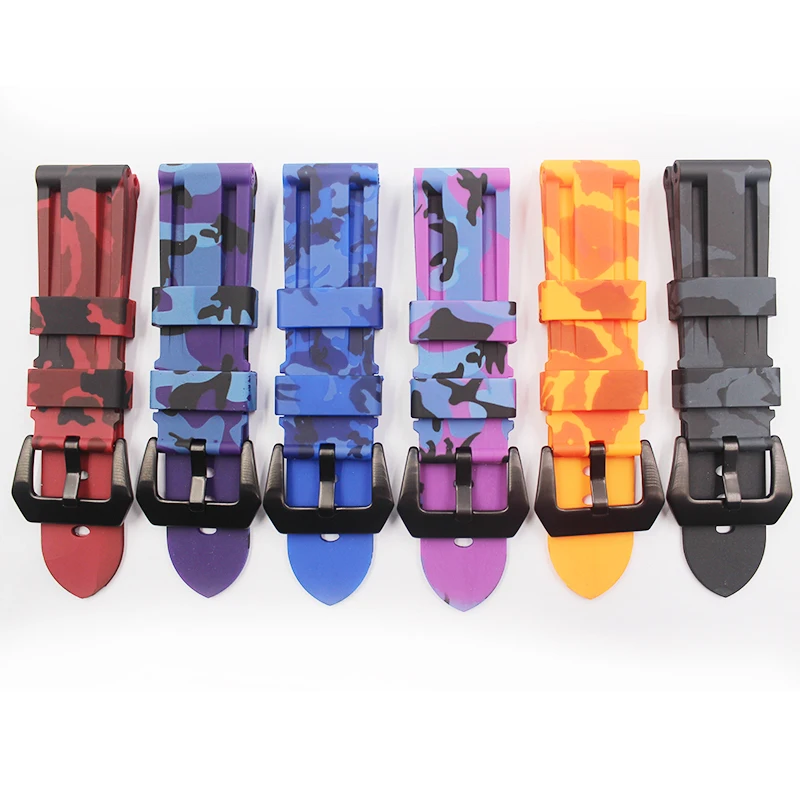 Cinturino Mimetico In Silicone Per Fibbia Ad Ago Panerai Pam111 24Mm