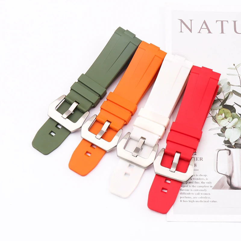 Accessori Per Orologi Per Panerai Pam441 Pam111 Arc Mouth 24Mm Fibbia Ad Ago Cinturino In Gomma Unisex