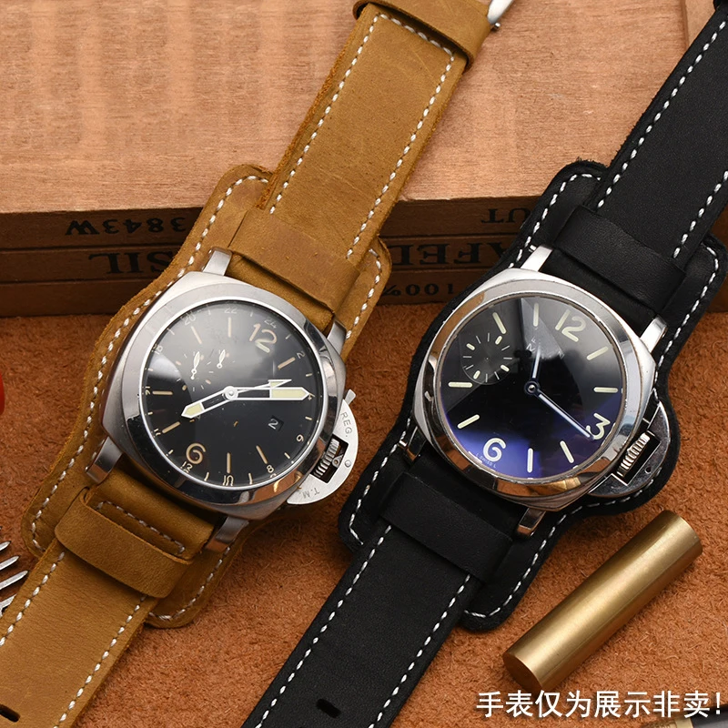 Adatto Per Orologio Panerai Pam380 111 351 In Pelle Smerigliata Con Grande Catena In Pelle, 20Mm 22Mm 24Mm 26Mm