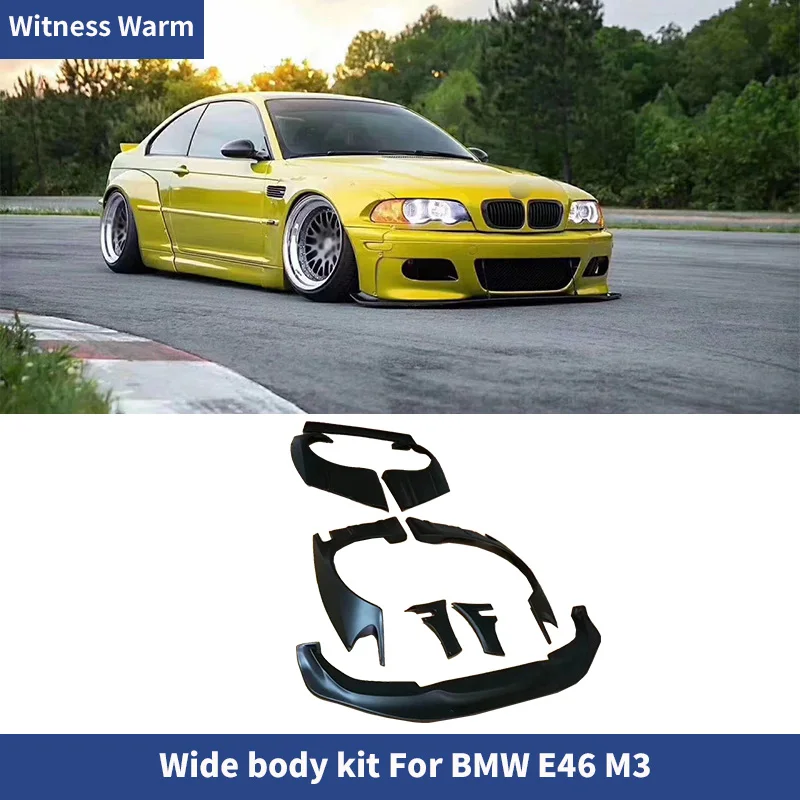 E46 Wide Body Kit Car Wheel Sopracciglia Diffusore Labbro Anteriore Fender Flares Spoiler Per Bmw E46 M3 3 Series 98-05