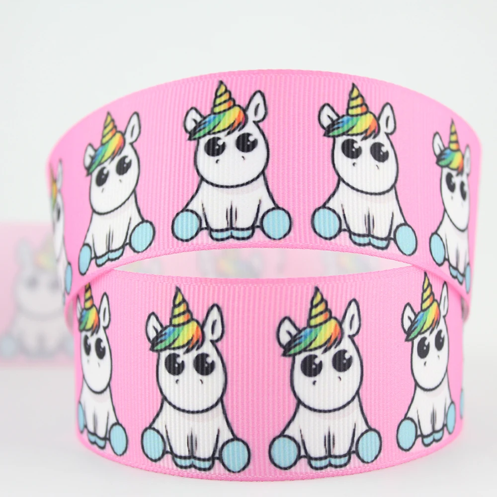 Lovely Hot Pink 5/8 "Stampato Grosgrain 16Mm Unicorn Ribbon 10/25 Yards Fai Da Te Archi Per Capelli Matrimonio Decorazione Ift Nastri Avvolgenti