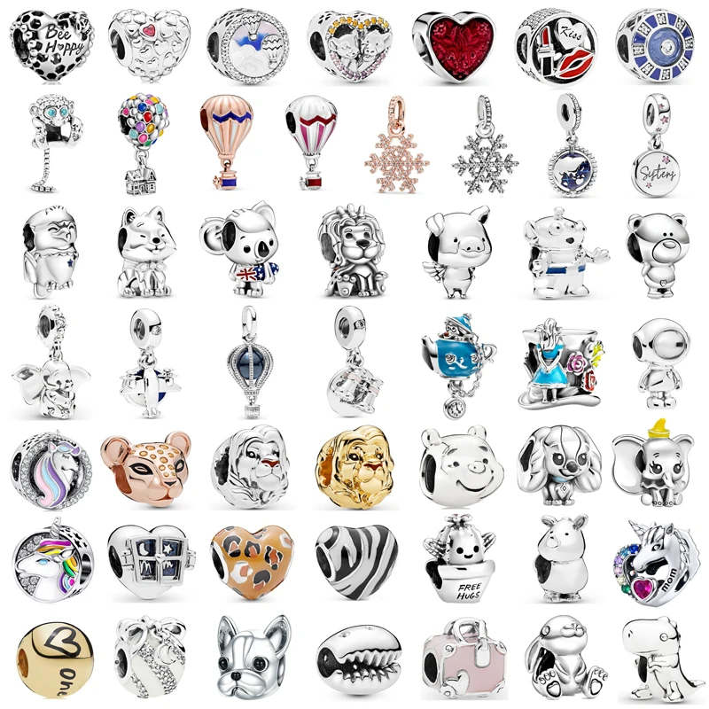 New Fashion Charm Original Lion Flying Pig Snowflake Red Love Beads Fit Original Pandora Ladies Bracciale Accessori Per Gioielli Gif