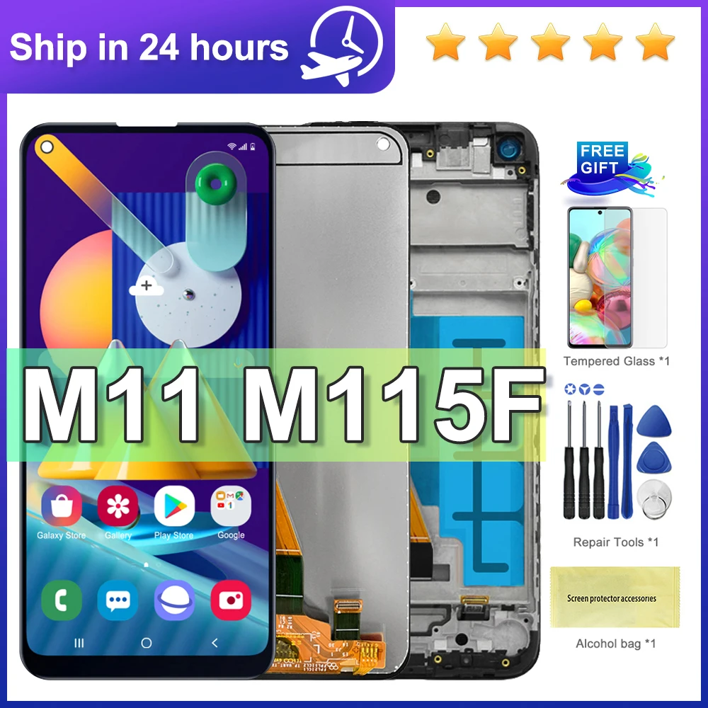 6.4 ''Per Samsung M11 Lcd M115 Sm-M115 M115F M115G/Ds Display Lcd Touch Screen Digitizer Con Gruppo Telaio