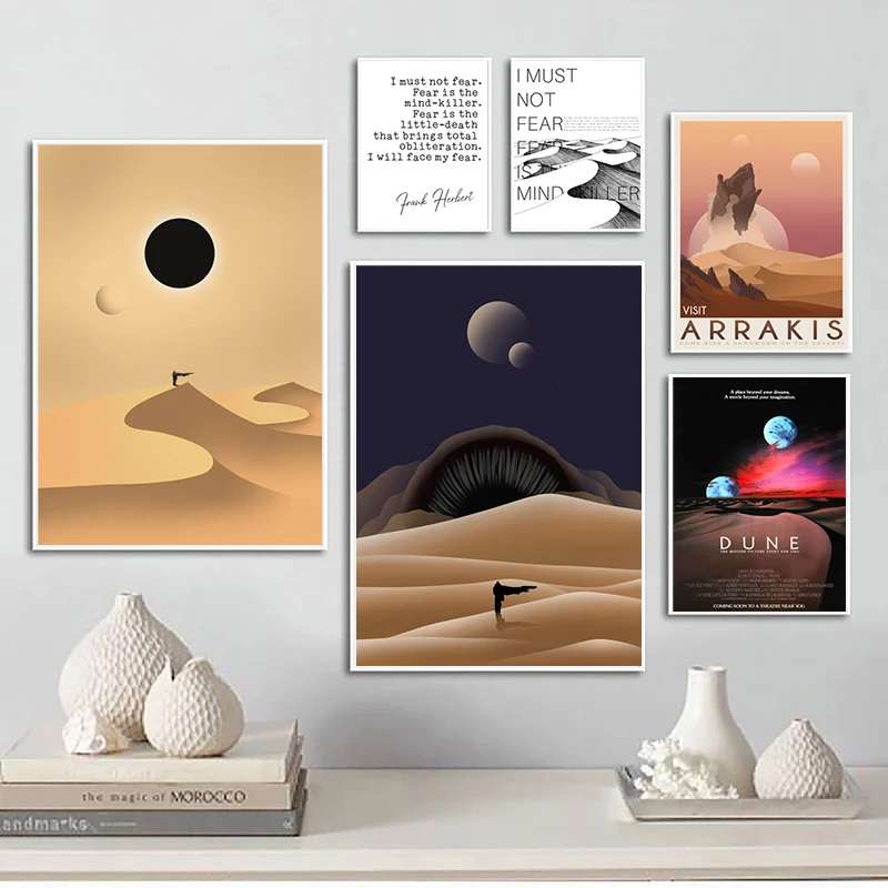 Dune Quote Poster Frank Ber Art Prints Book Lovers Gifts 1984 American Epic Science Fiction Film Canvas Painting Wall Decor