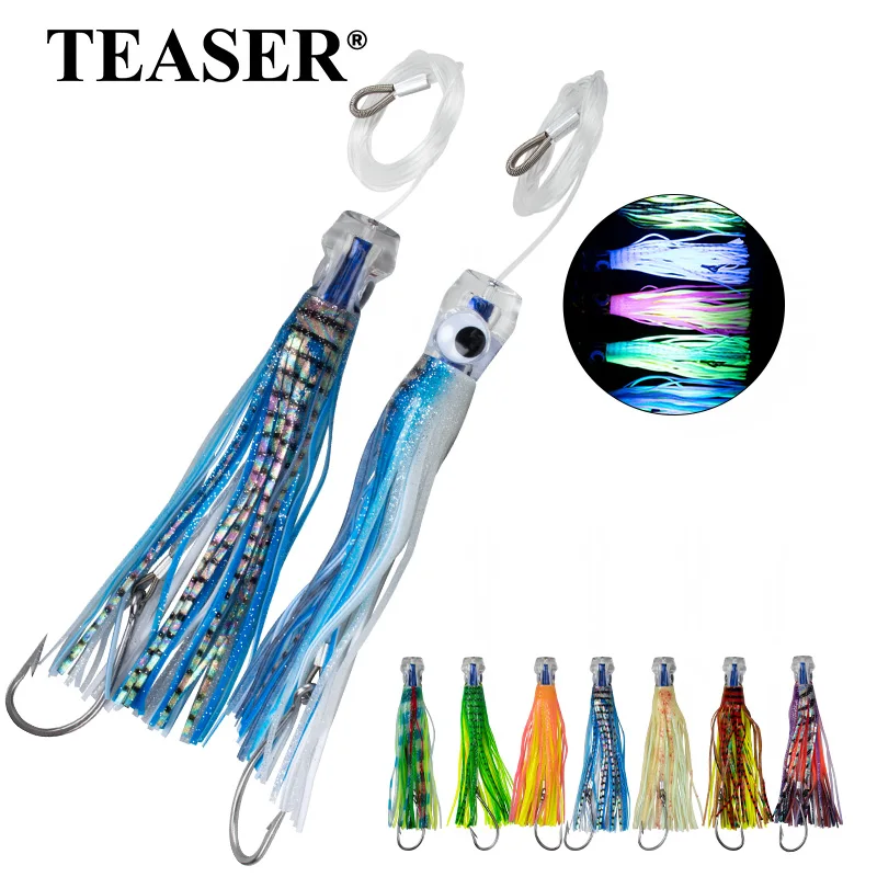 Teaser 110G Deep Sea Uv Trolling Fishing Lures Big Game Marlin Tonno Fishing Lure Portatile Bionic Squid Bait Octopus Soft Lure