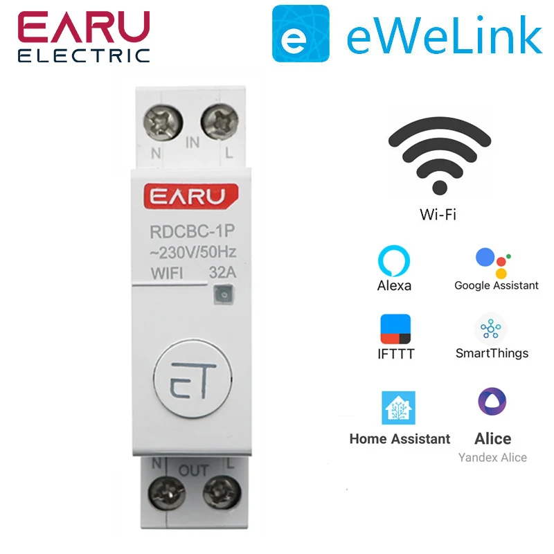 Interruttore Automatico Wifi 1P + N Interruttore Relè Timer Intelligente Telecomando Vocale Ewelink Smart House Per Amazon Alexa Google Home
