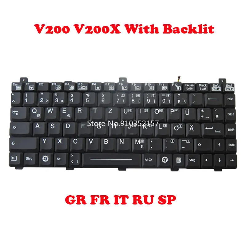 Tastiera Retroilluminata Per Laptop Per Getac V200 V200X V200-X Inglese Tedesco Gr Regno Unito Regno Unito Italia It Russo Ru Spagnolo Sp