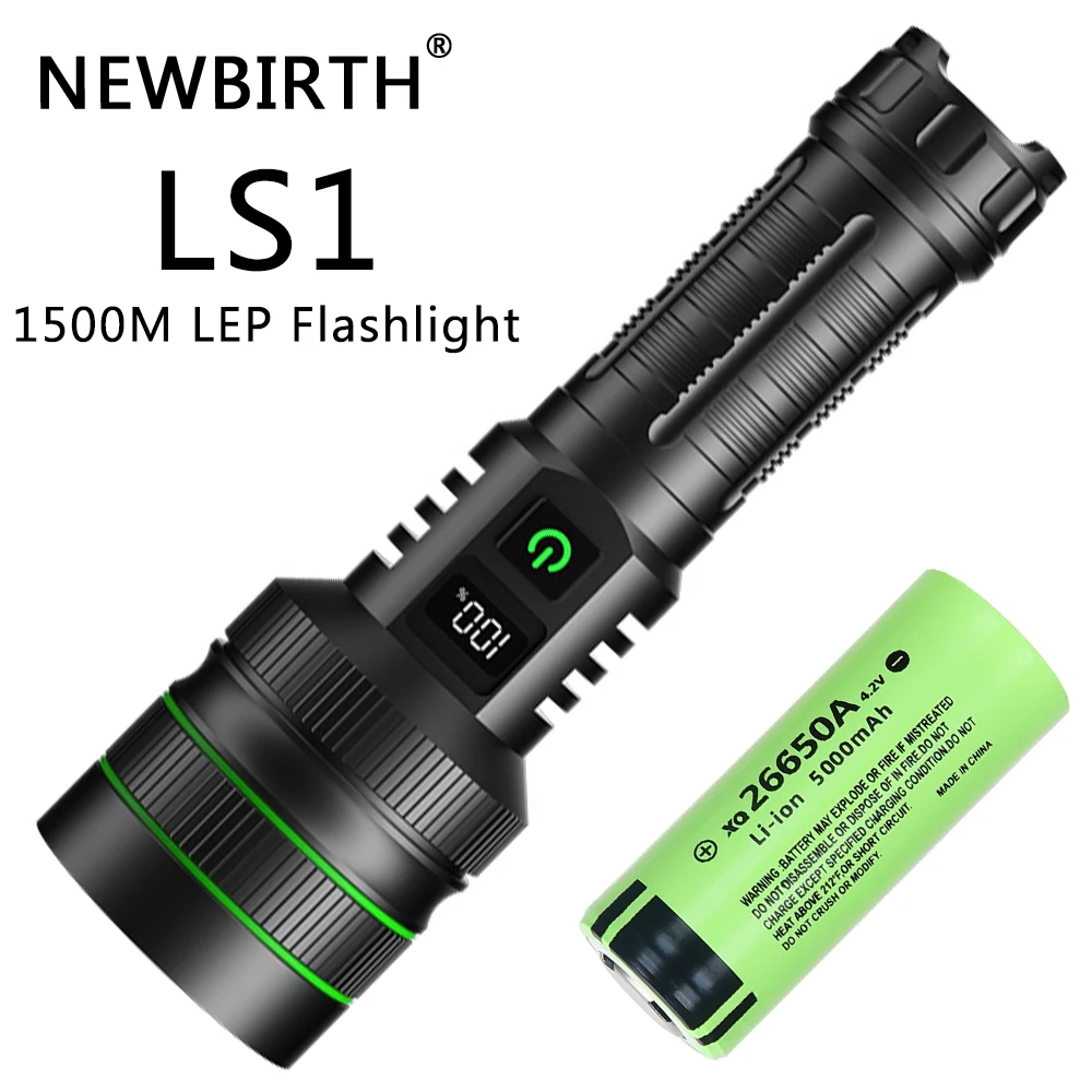 Torcia Laser Lep Bianca 1500 Metri A Lungo Raggio, 10000Lm, 26650 5000 Ma Batteria Usb Ricaricabile Lanterna Portatile Tattica