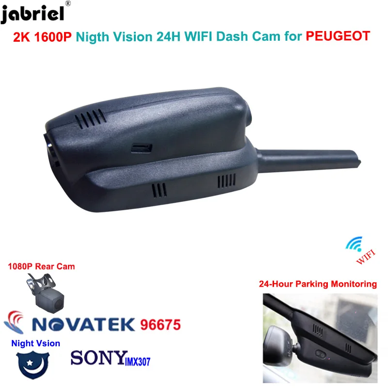 2K 1440P Wifi Videoregistratore Dash Cam Per Peugeot 3008 308 Per Peugeot 208 2008 Per Peugeot 508 206 307 24H Dashcam Car Dvr