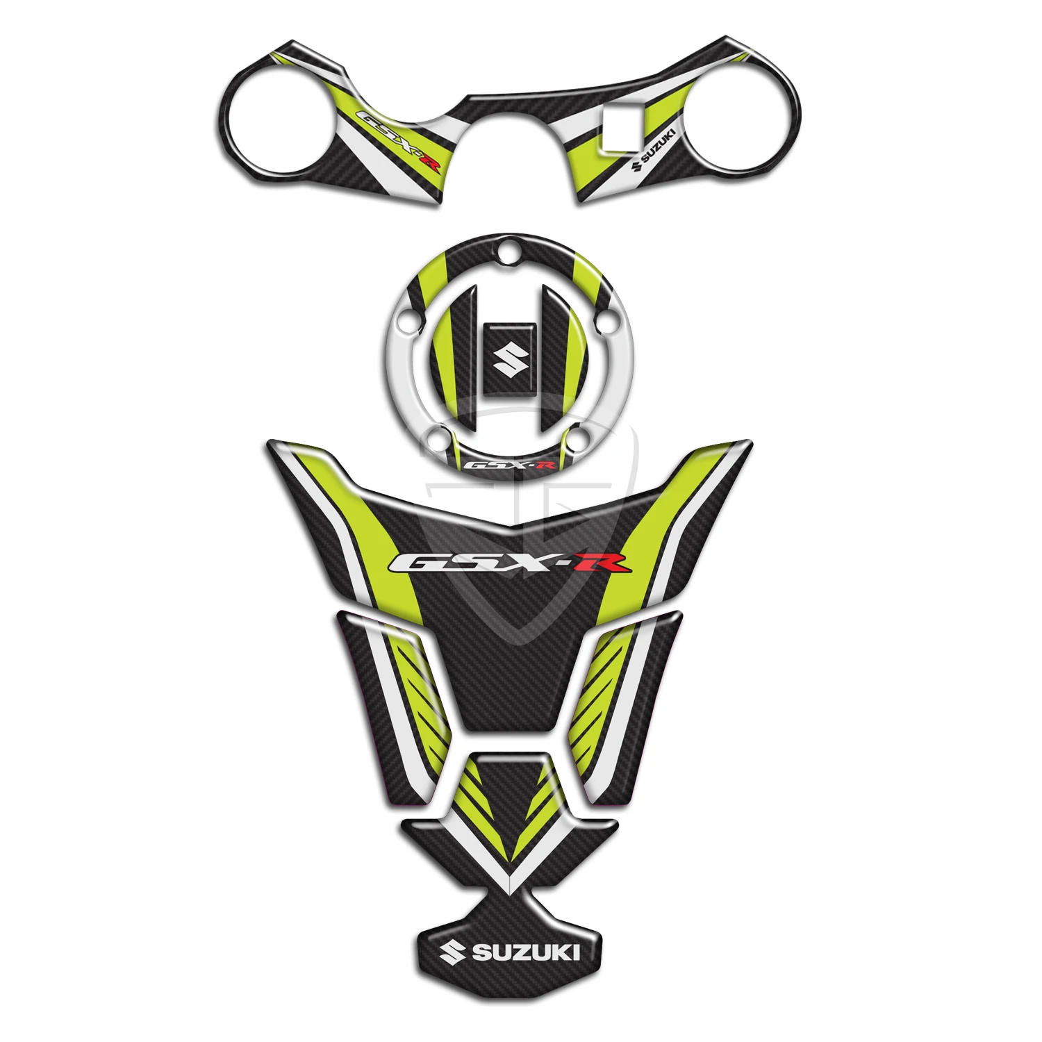 Per Suzuki Gsx-R Gsxr 600 750 2006-2017 Yello Sticker Tank Cap Cover Pad Triple Tree Clamp Tank Grip Carbon Motorcycle 3D Decal