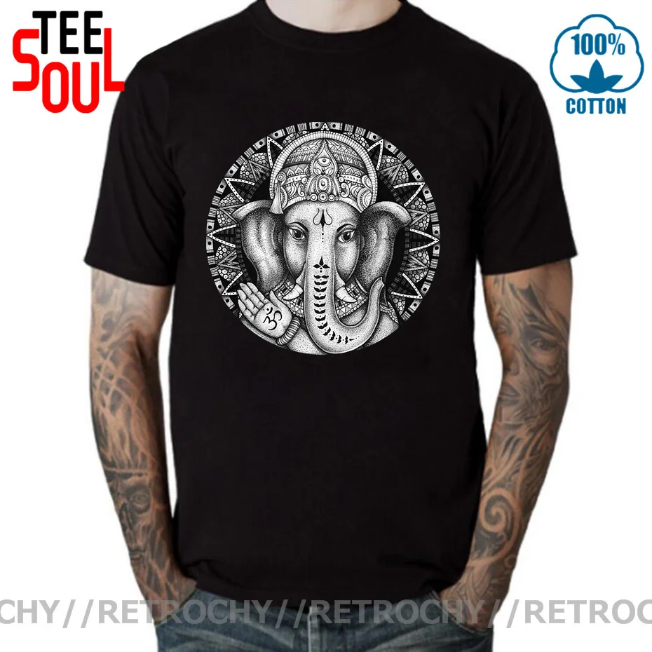 Retrochy Vintage Hindu Ganesha Mandala T-Shirt Stampa 3D Indian Shiva God Of Wisdom Ganesha Magliette Uomo Donna Harajuku Tee Shirt