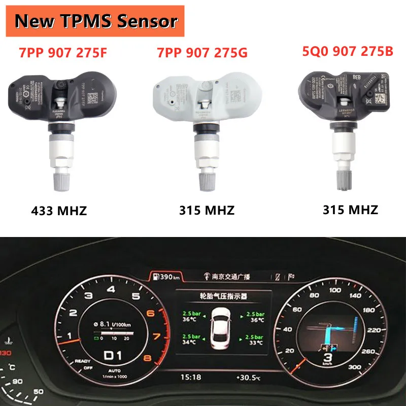 4 Pcs Tpms Sensor Muslimah 315 Mhz Muslimb 433 Mhz Per Q7 Volkswagen Phaeton Touareg Porsche Cayman Panamera