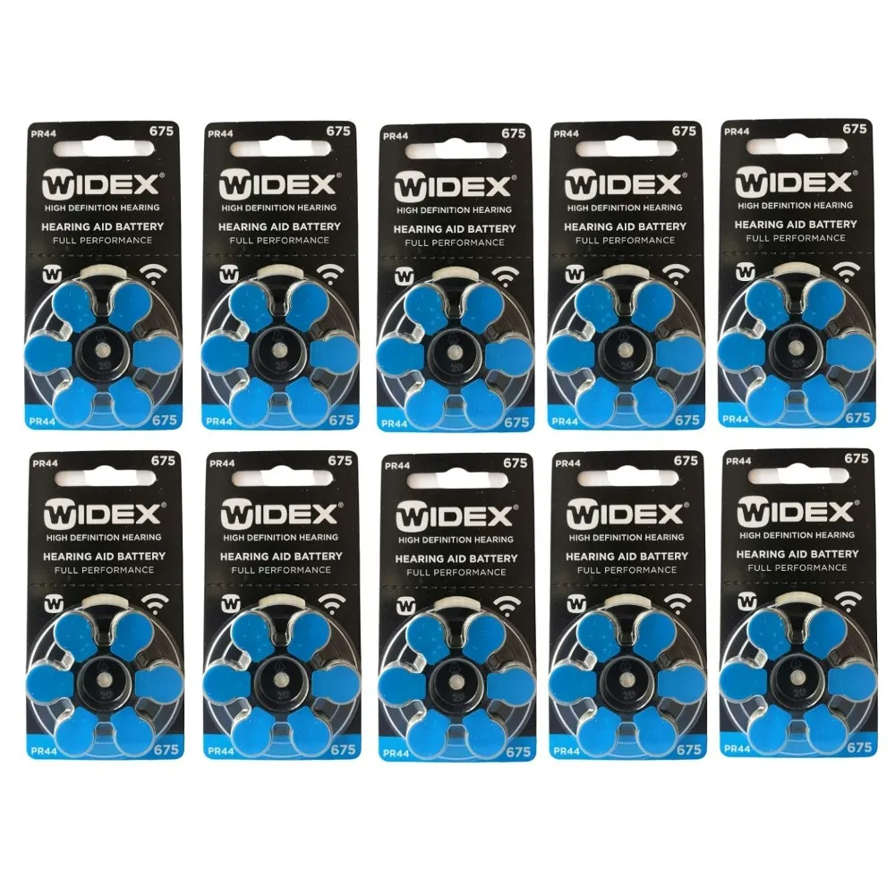 Batteria Per Apparecchi Acustici Widex Dimensioni 675 (Pr44) (10 Confezioni = 60 Batterie)