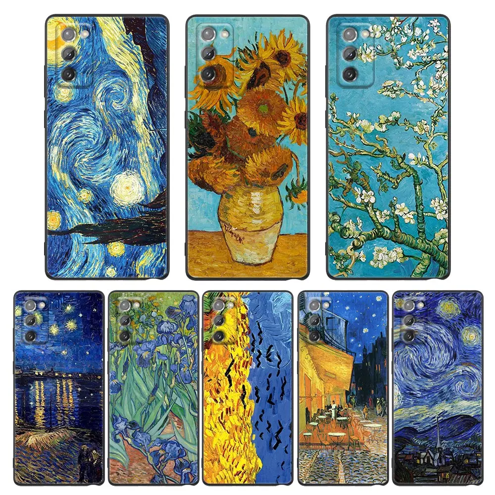 Van Gogh Painting Starry Sunflower Almond Blossoms Cafe Terrazza Custodia Per Samsung Note 20 Ultra 5G 8 10 Galaxy M32 M52 M62 Cover