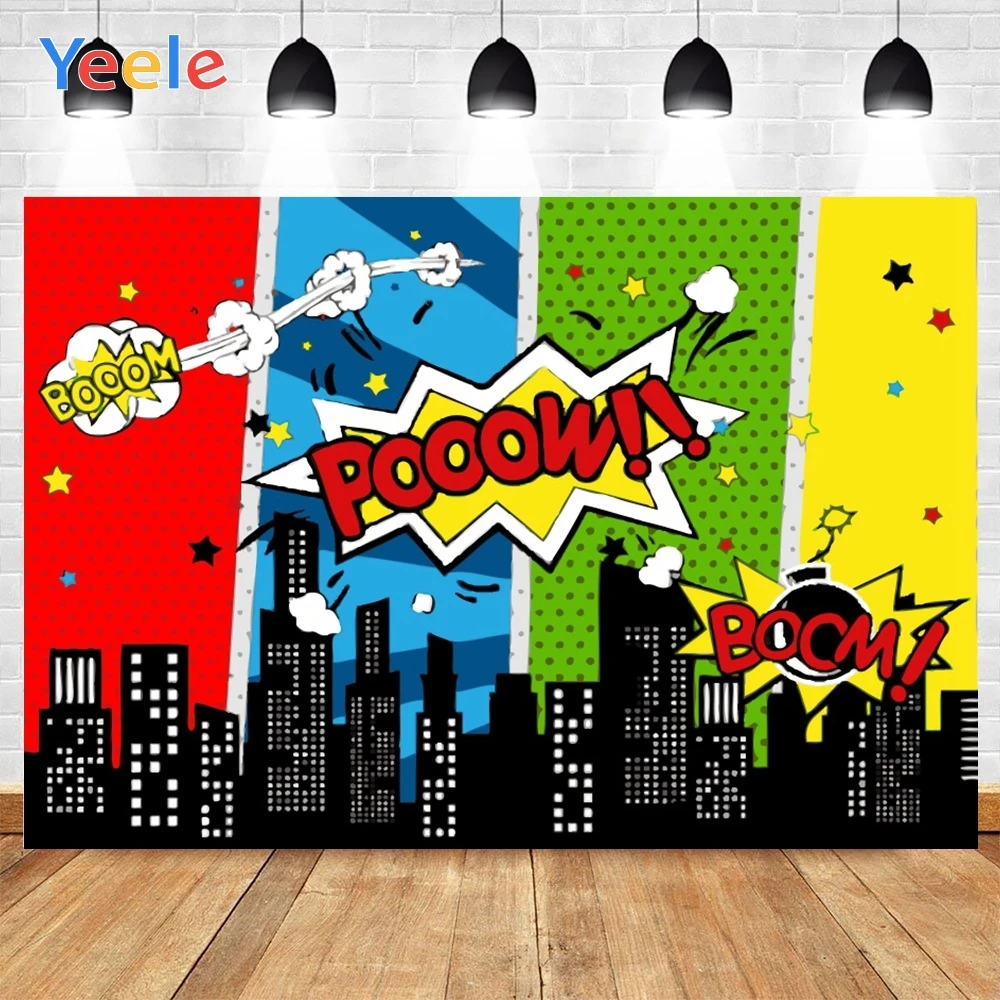 Yeele Boom Baby Party Comic City Building Fondali Fotografici Sfondi Fotografici Photocall Per Servizio Fotografico Puntelli Fotofono