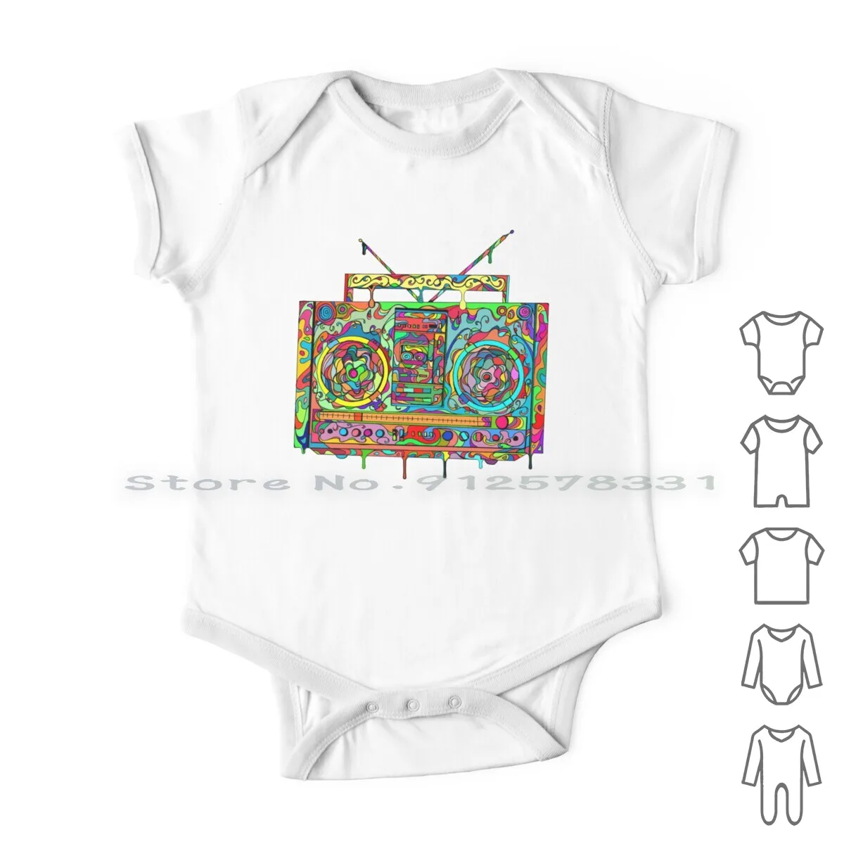 Boom Box Neonato Vestiti Pagliaccetti Tute Di Cotone Musica Pop Colture Psichedelico Designer Abstact Boom Box Retro Cool Hip