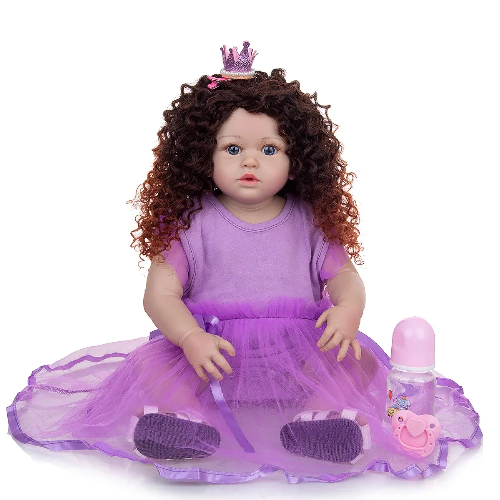 Bebes Doll Full Silicone Reborn Boneca Baby Dolls Realistico Boom Hair Princess Bath Bebe Toddler Dolls Toy For Birthday Gifts