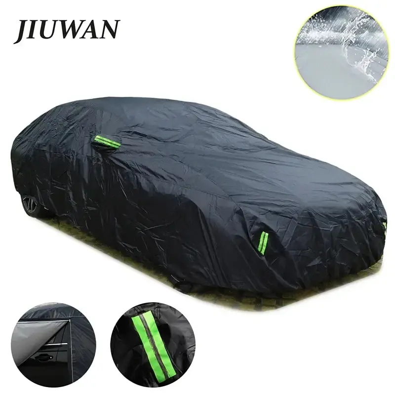 Universal Suv/Sedan Full Car Covers Outdoor Impermeabile Sun Rain Snow Protection Uv Zipper Design Nero