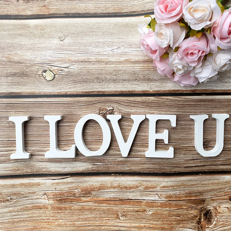 8Cm White Diy Wooden Letters Decors For Wedding Decorations,Party Diy Decoration Supplies Wedding Sign