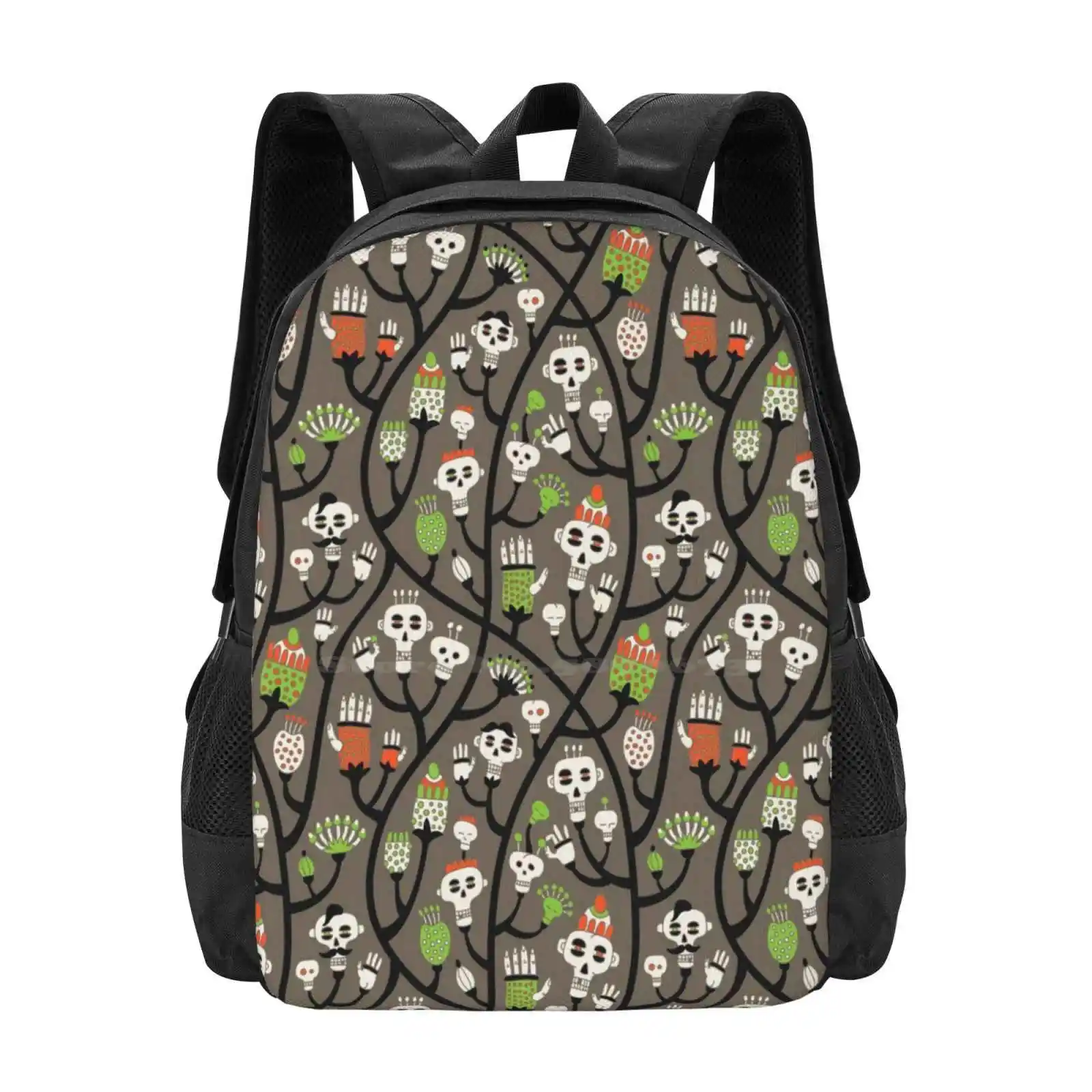Skull Plant 3D Print Design Zaino Borsa Per Studenti Skull Bones Pattern Braincase Brainpan Cranium Dead Head Death Death Halloween Plant